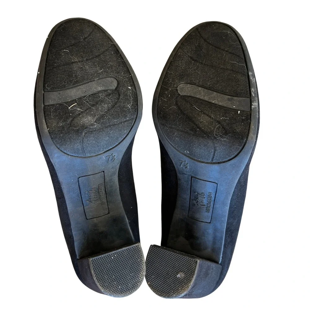 Fioni Womens Black Faux Suede Round Toe Block Heel Pumps‎ Size 7.5 164079